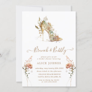 gold boho stiletto shoe bridal brunch invitation