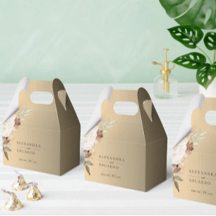 Gold Boho Wildflowers Elegant Wedding  Favour Box