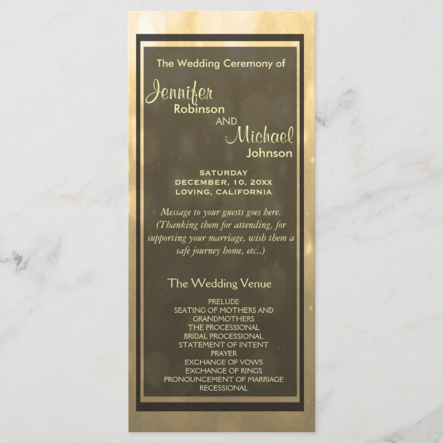 Gold Bokeh Lights Guest Program Programme (Front)