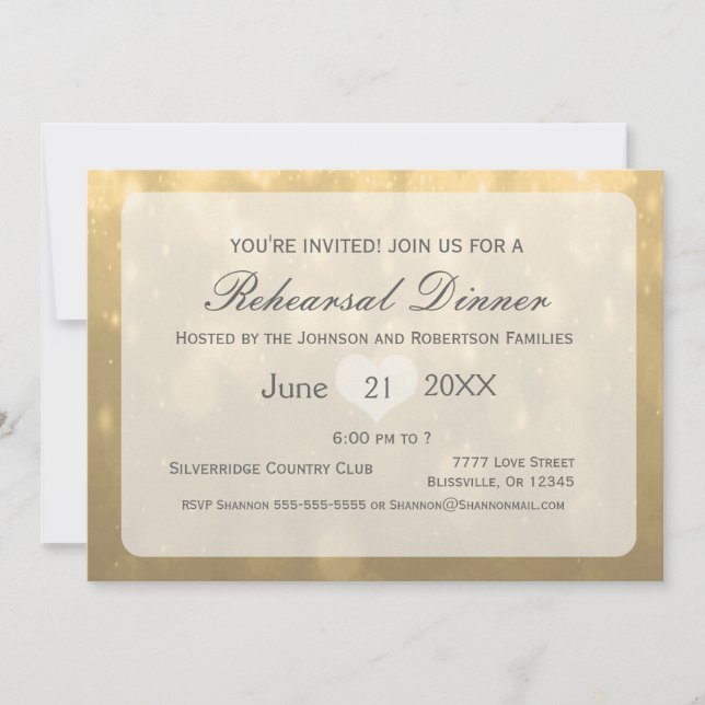 Gold Bokeh | Rehearsal Dinner Invitation (Front)