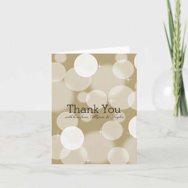 Gold Bokeh Thank You Card (Front)