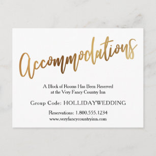 Gold & Bokeh Wedding Accommodations Enclosure Card
