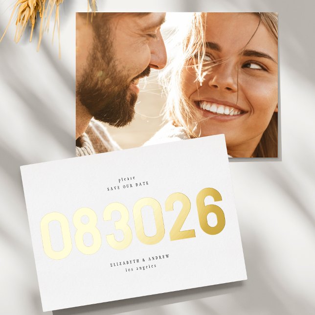 Gold Bold Big Date Simple Photo Save The Date (Creator Uploaded)