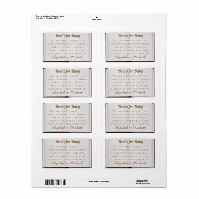 Gold Books For Baby Request Shower Invite Insert (Full Sheet)