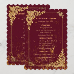 Gold Bordeaux Editable Menu with QR Code