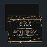 Gold Border 50th Birthday Save the Date Budget<br><div class="desc">Elegant Faux gold foil line frame. All text is adjustable and easy to change for your own party needs. Great elegant 50th birthday template design.</div>