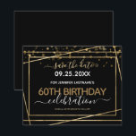 Gold Border 60th Birthday Save the Date Budget<br><div class="desc">Elegant Faux gold foil line frame. All text is adjustable and easy to change for your own party needs. Great elegant 60th birthday template design.</div>