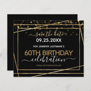 Gold Border 60th Birthday Save the Date Budget