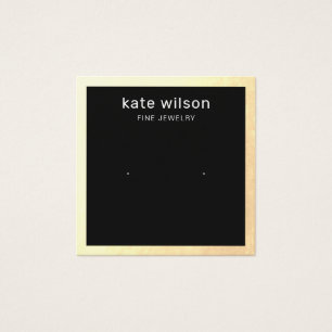Gold Border Black Stud Earring Square Display Card