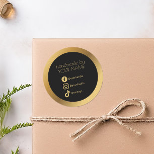 Gold border, black thank you packaging classic rou classic round sticker