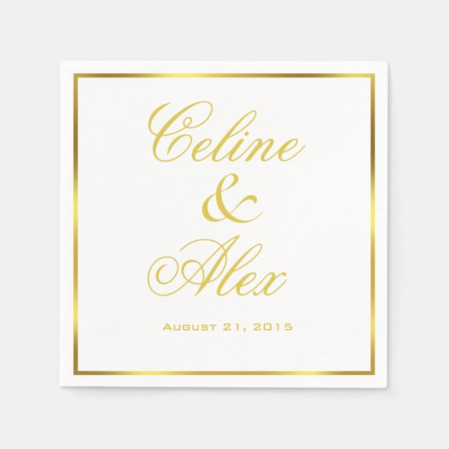 Gold Border Cocktail choose your background colour Napkin (Front)