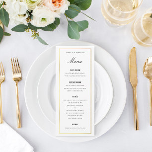Gold Border Elegant Wedding Menu Card