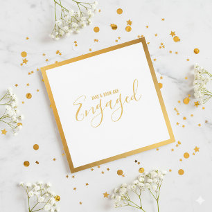 Gold border engagement party invitation