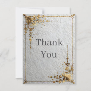 Gold Border Faux Paper Texture Thank You Card