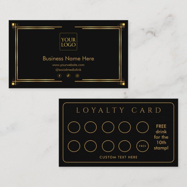 Gold Border Formal Business Store Points Loyalty Card (Front/Back)