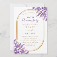 Gold Border Lavender 50th Wedding Anniversary
