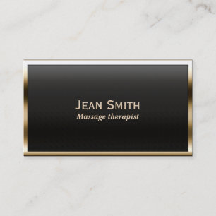 Gold Border Massage Therapist Business Card