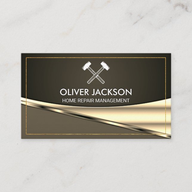 Gold Border | Metallic Background | Hardware Tools Business Card (Front)