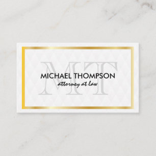 Gold Border Monogram Elegant Diamond Pattern Business Card