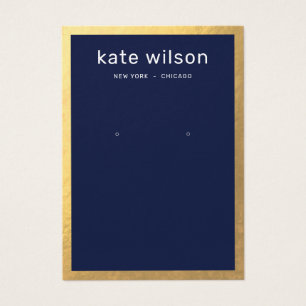 Gold Border Navy Blue Earring Display Card