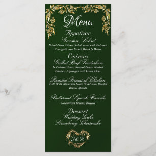 Gold Border on Emerald Wedding Menu