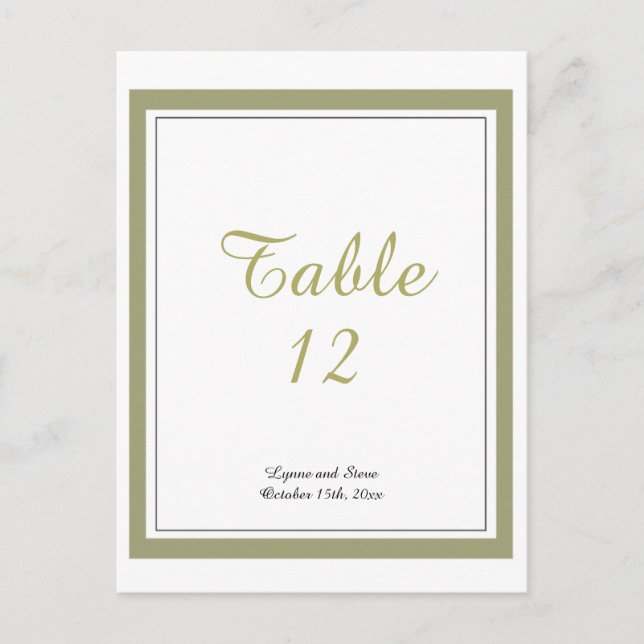 Gold Border Table Number Card (Front)