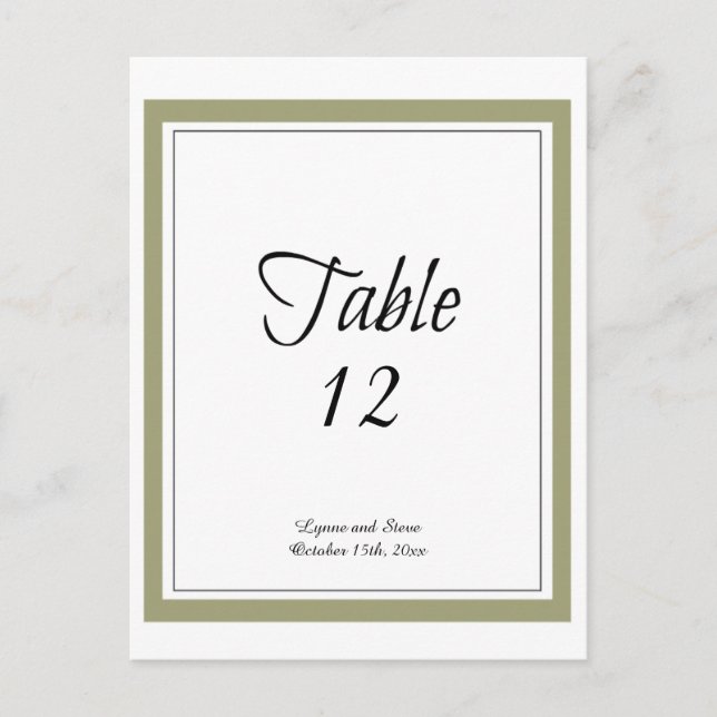 Gold Border Table Seating Card (Front)