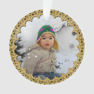 Gold Bordered Personalised Christmas Ornament