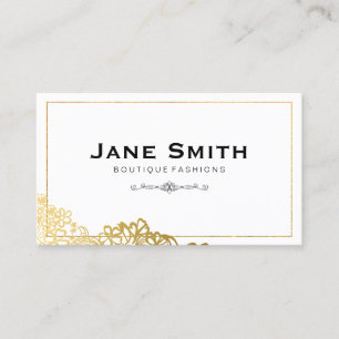 Gold Borders Elegant Floral Business Card
