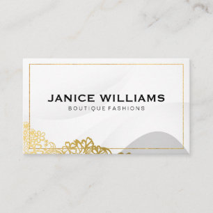 Gold Borders Gold Flowers Business Card