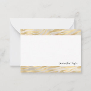 Gold Borders Script Personalized Flat Note Cards