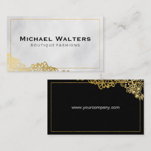 Gold Borders White Texture Background Business Card
