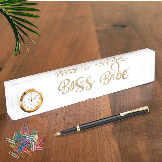 Gold Boss Babe Clock Nameplate (Creator Uploaded)