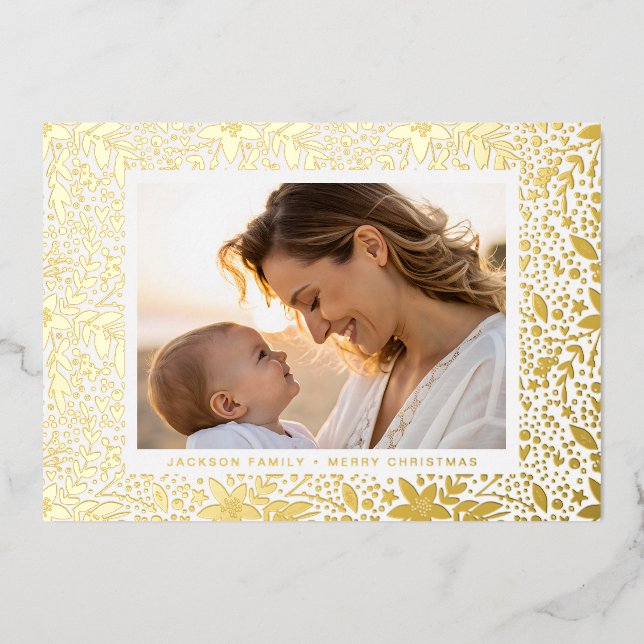 GOLD Botanical Christmas Frame Photo (Front)
