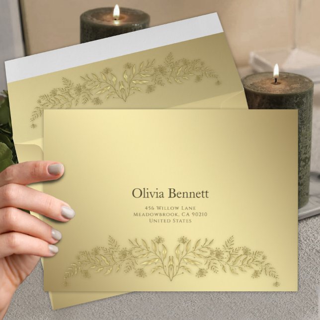 Gold Botanical Embossed Elegant Envelope (Creator Uploaded)