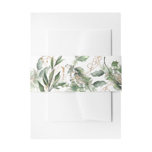 Gold Botanical Eucalyptus Elegant Greenery Sage Invitation Belly Band
