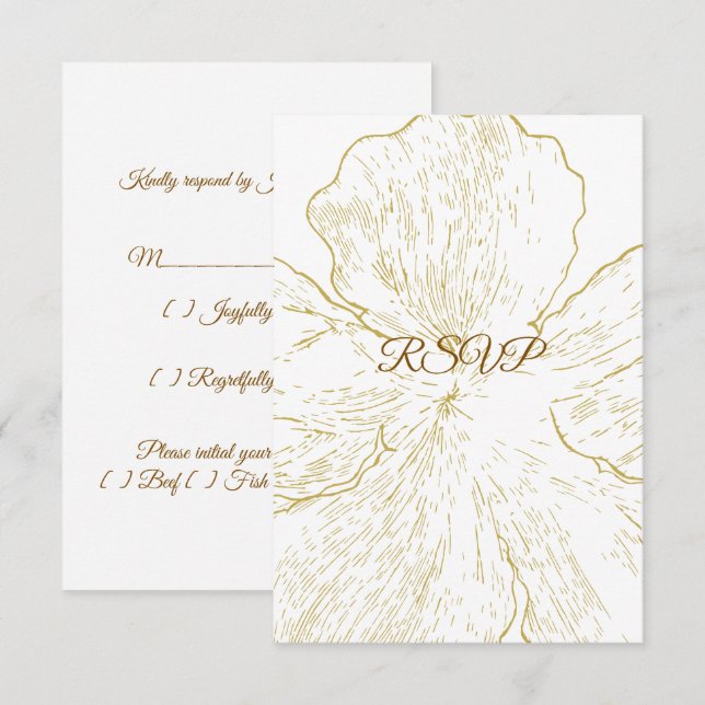 ​Gold Botanical Floral RSVP  Card (Front/Back)