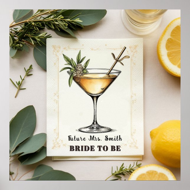 Gold Botanical Wedding Frame Poster (Front)