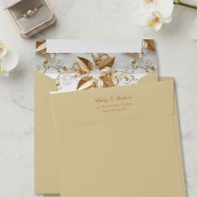 Gold Botanical Wedding Pre-Addressed Square