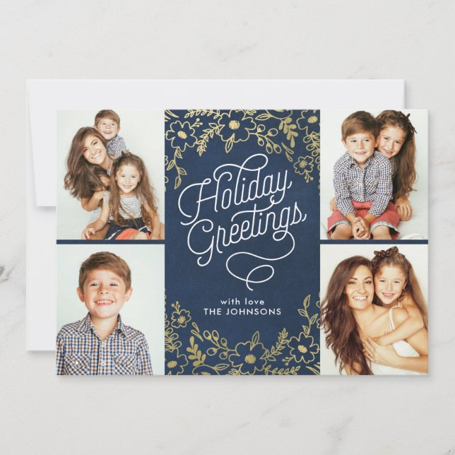 Gold Botanicals Holiday Greetings 4-Photo (Front)