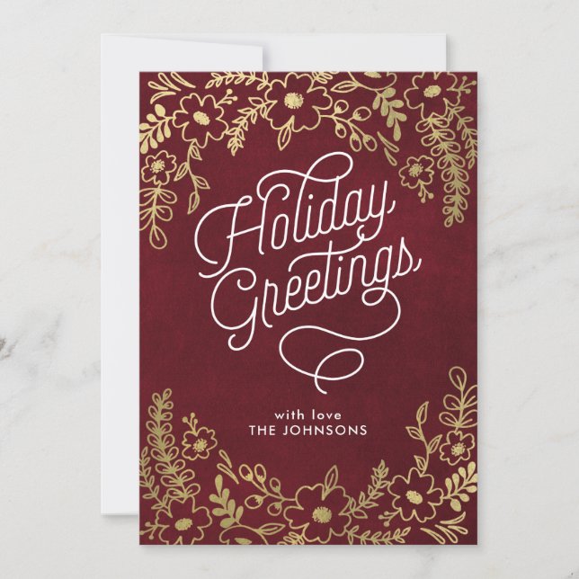 Gold Botanicals Holiday Greetings Card (Front)