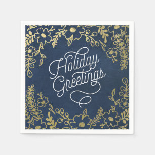 Gold Botanicals Holiday Greetings Napkin