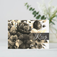 Gold Bouquet RSVP QR Code Response Card