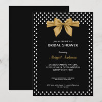 Gold Bow Black and White Polka Dots Bridal Shower
