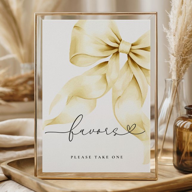 Gold Bow Bridal Shower Favors Table Sign (Creator Uploaded)