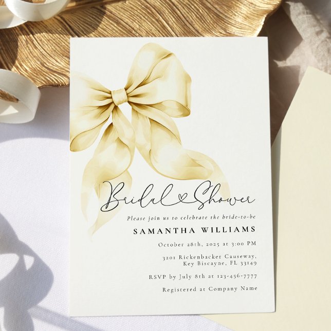 Gold Bow Bridal Shower Invitation (Creator Uploaded)