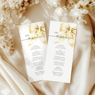 Gold Bow Bridal Shower Menu Card