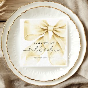 Gold Bow Bridal Shower Paper Napkins