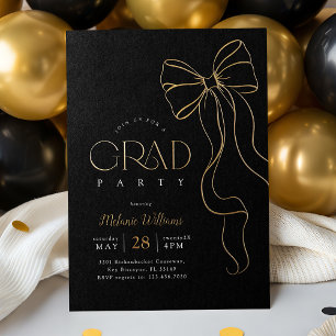 Gold Bow Graduation Invitation