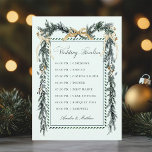 Gold Bow & Greenery Garland Wedding Timeline Mint Programme<br><div class="desc">Elegant evergreen garland wedding timeline program. For more advanced customization of this design,  please click the DESIGN TOOL BUTTON above!</div>